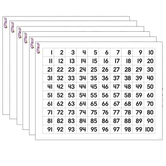 Wipe-Off® Numbers 1-100 Chart, 6ct.